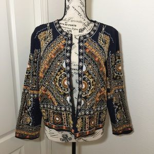 Neiman Marcus Embroidered Cropped Jacket